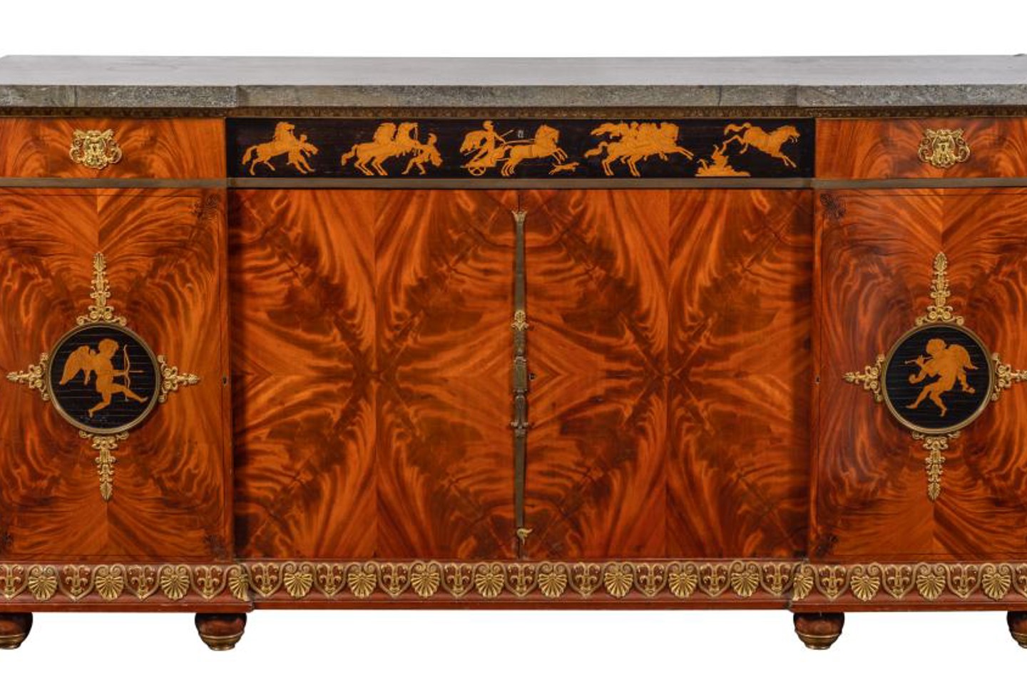 A Fine 19Th Century French Mahogany, Ebonised, Marquetry And Ormolu Mounted Side Cabinet